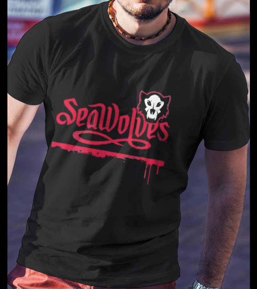 SeaWolves Skull Distressed Hockey Team Fan T-Shirt