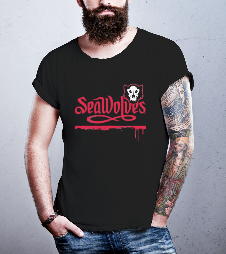 SeaWolves Skull Distressed Hockey Team Fan T-Shirt