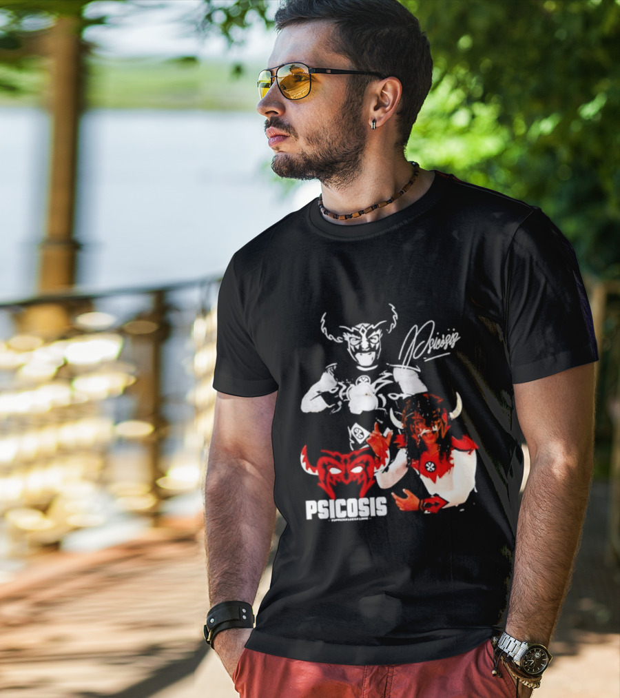 Psicosis Suprema Lucha Libre Wrestling Demon Mask Signature T-Shirt