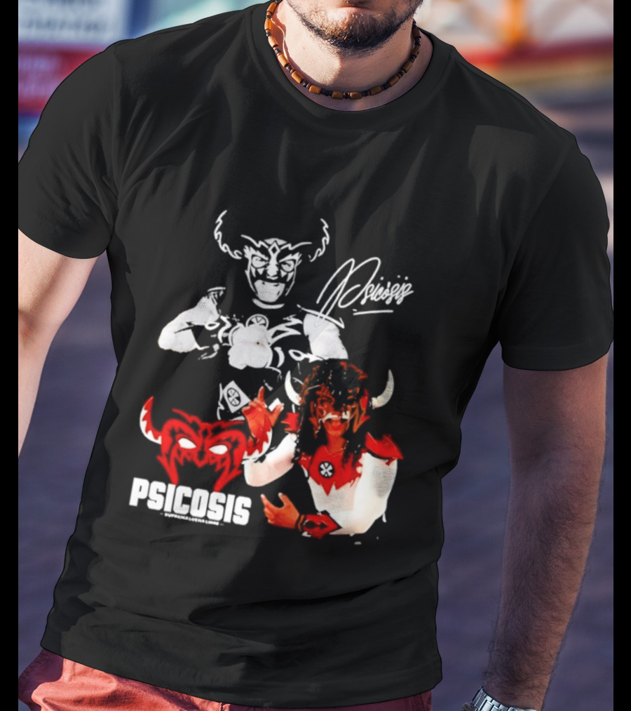 Psicosis Suprema Lucha Libre Wrestling Demon Mask Signature T-Shirt