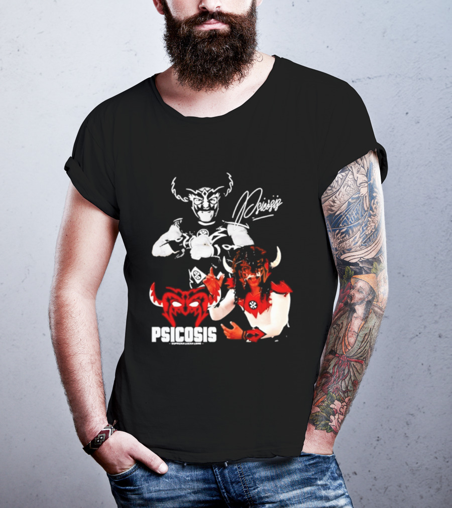 Psicosis Suprema Lucha Libre Wrestling Demon Mask Signature T-Shirt