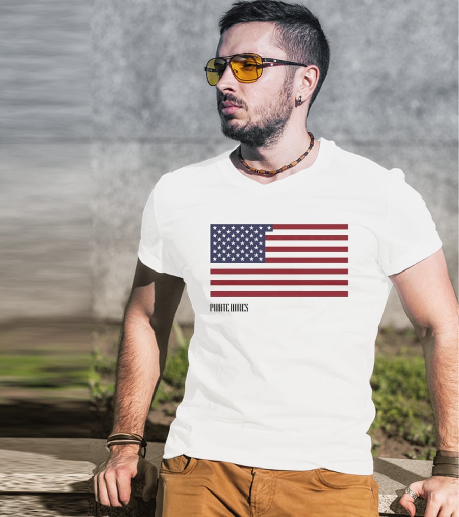 Pirate Wires 1776 American Flag Lunar Position Relative To Earth T-Shirt