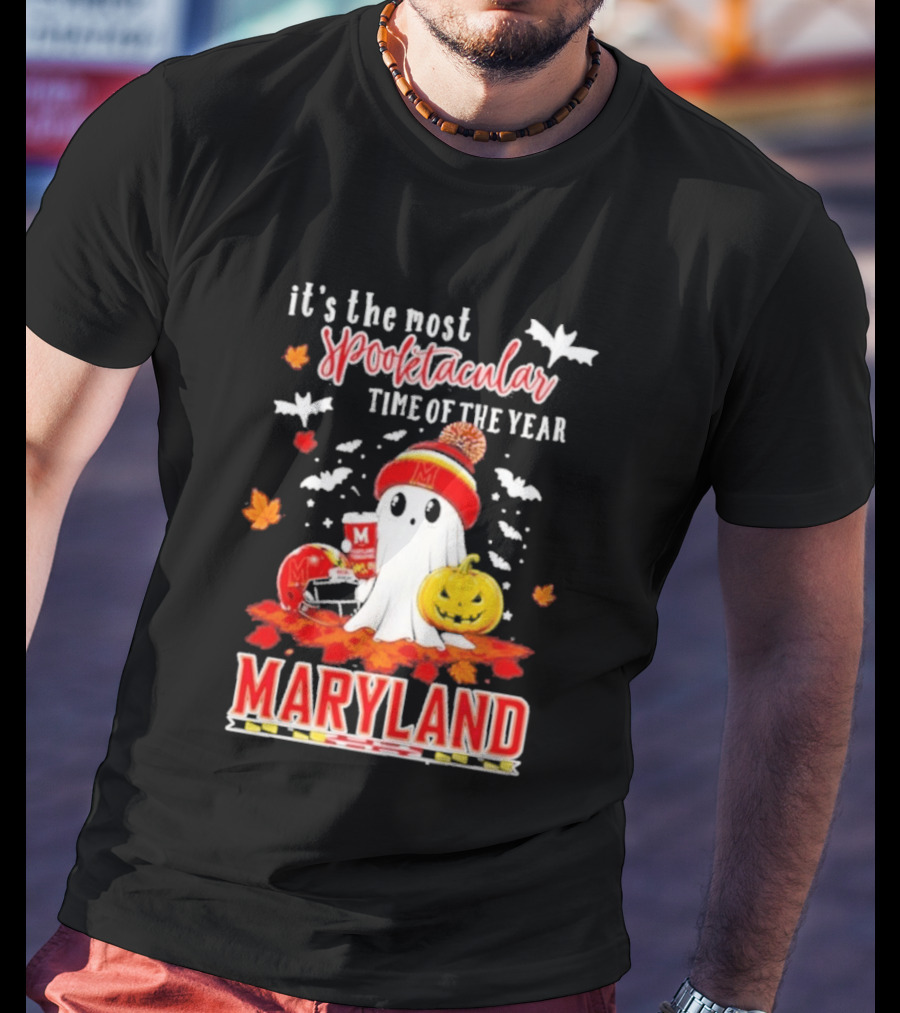 Maryland Terrapins Halloween 2026 Most Spooktacular Time Of The Year Ghost T-Shirt