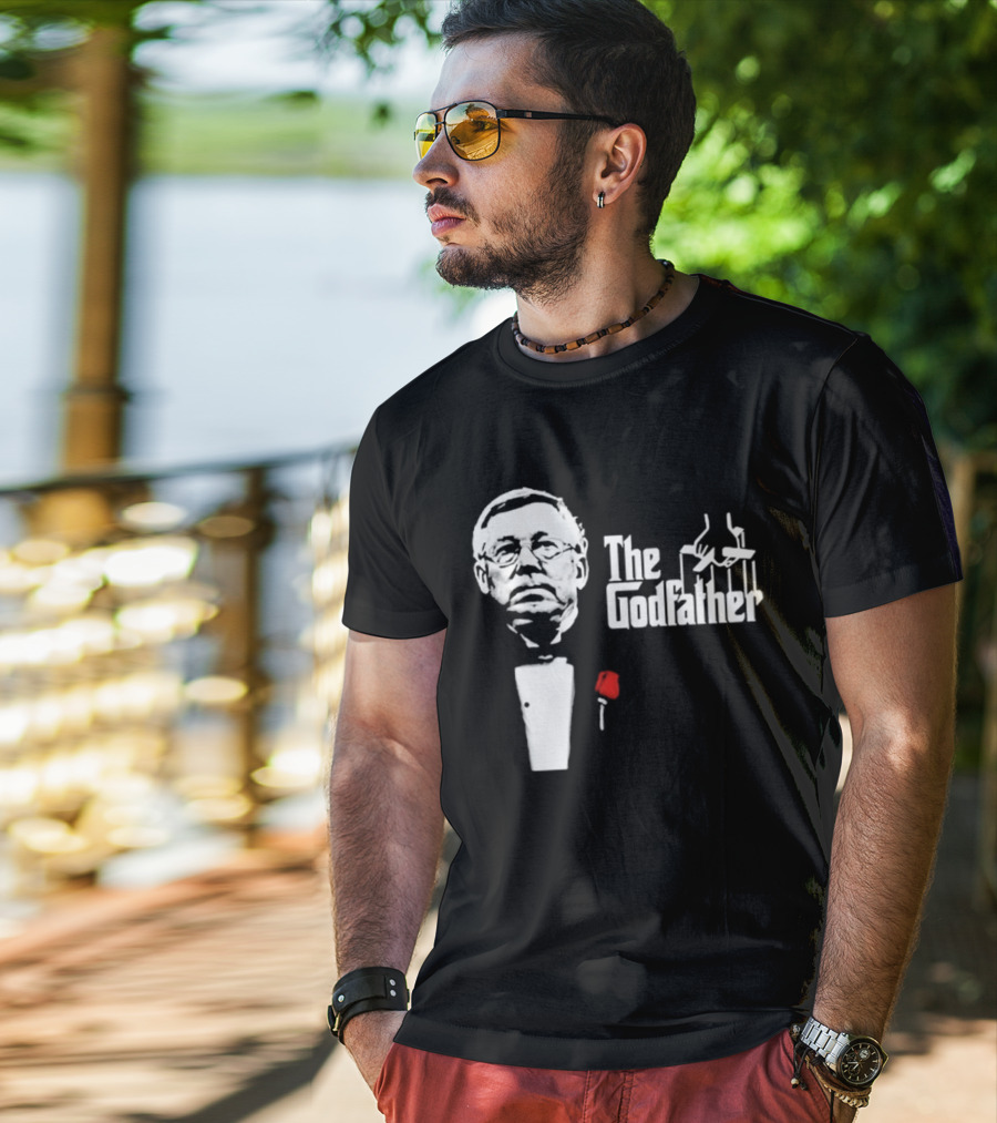 Sir Alex Ferguson The Godfather Tribute With Red Rose T-Shirt