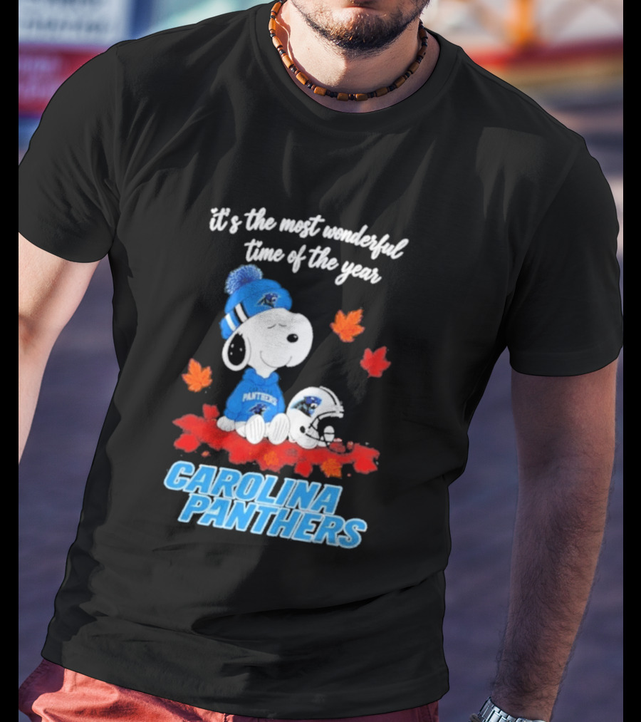 Carolina Panthers Snoopy Fall Halloween 2026 Most Wonderful Time Of The Year T-Shirt