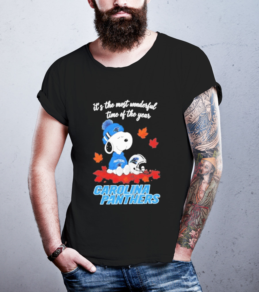 Carolina Panthers Snoopy Fall Halloween 2026 Most Wonderful Time Of The Year T-Shirt
