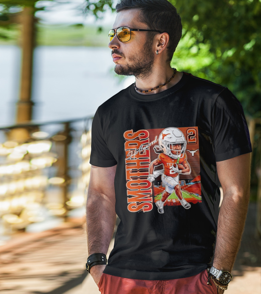 Hollywood Smothers Texas Longhorns Number 2 Football Player Action T-Shirt