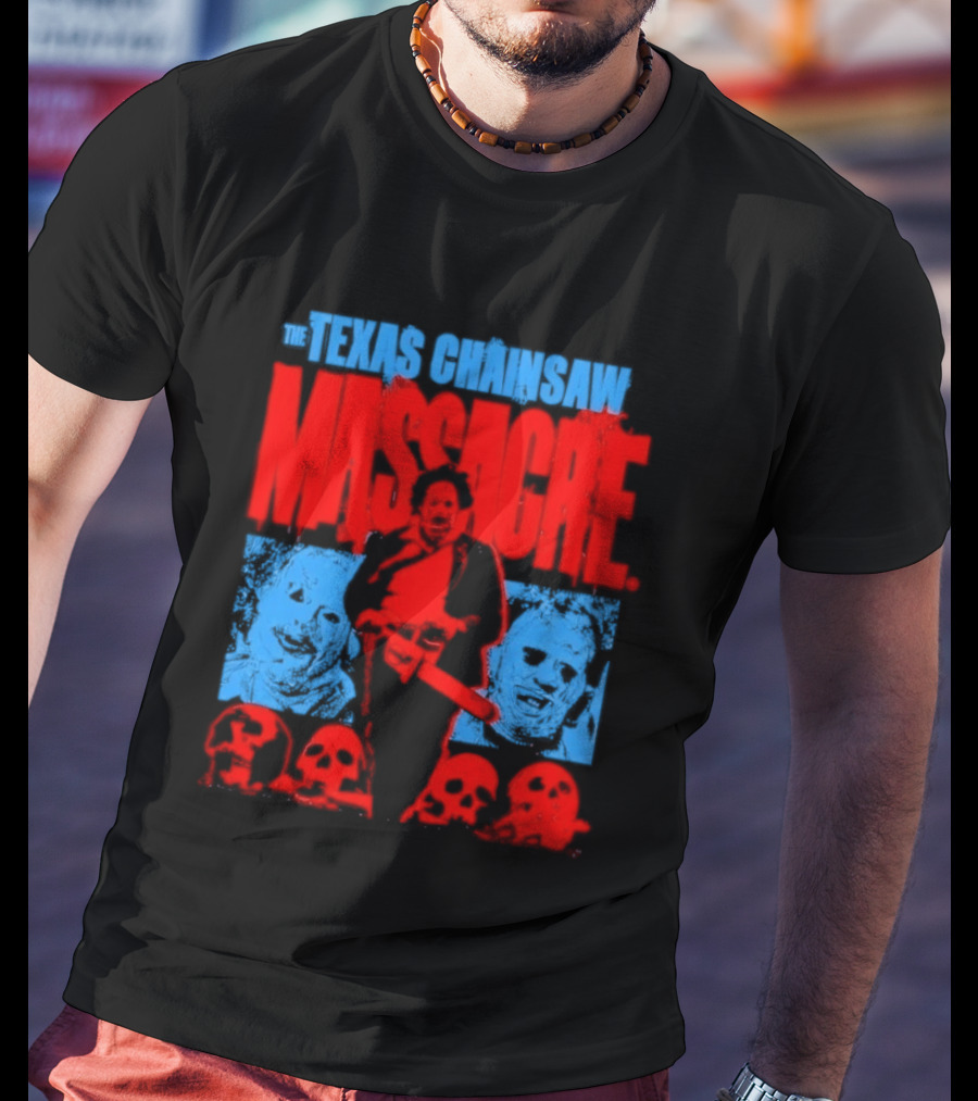 The Texas Chainsaw Massacre Leatherface Horror Movie Skulls Scene T-Shirt