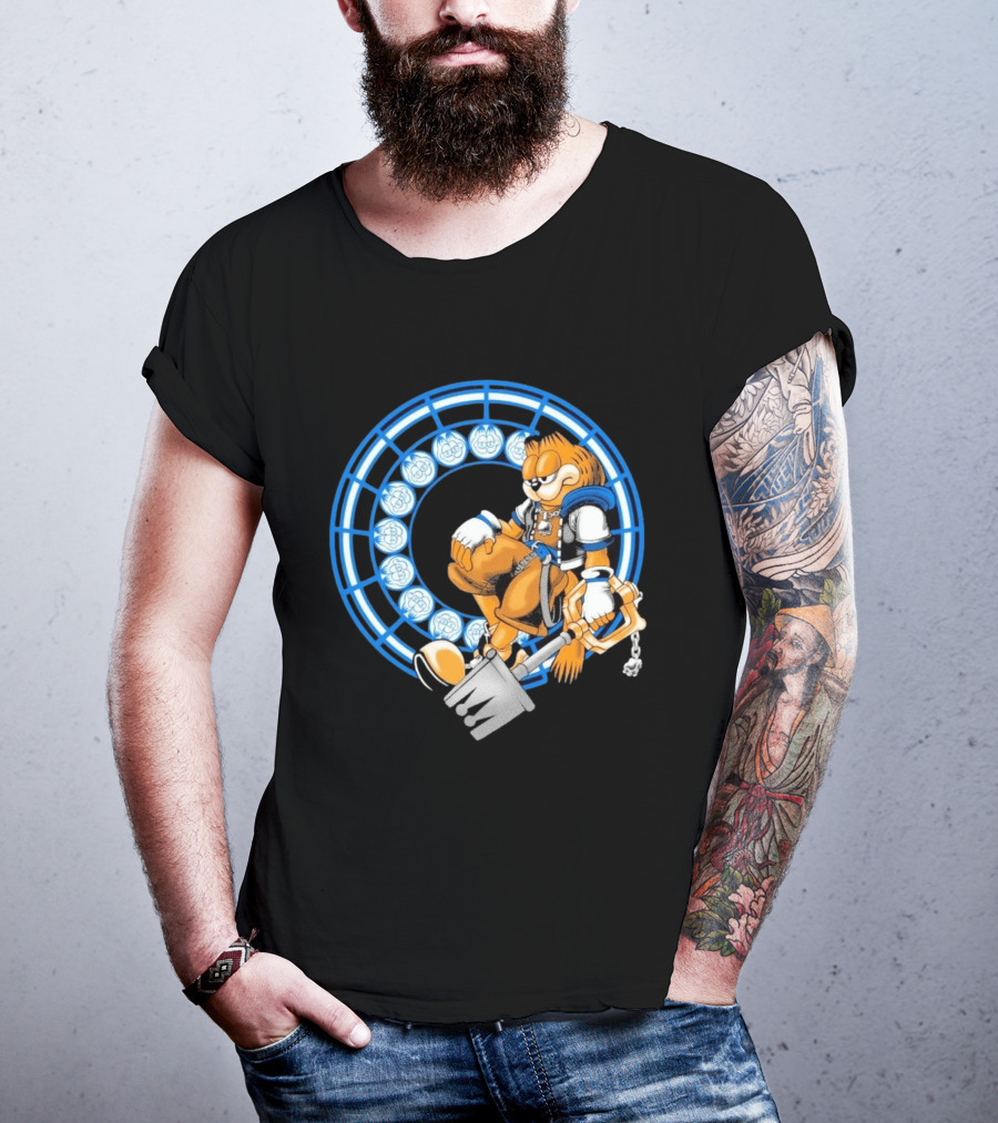 Just Another Heartless Monday Yetee Crossover With Keyblade Wielding Garfiend And Cool Blue Circles T-Shirt