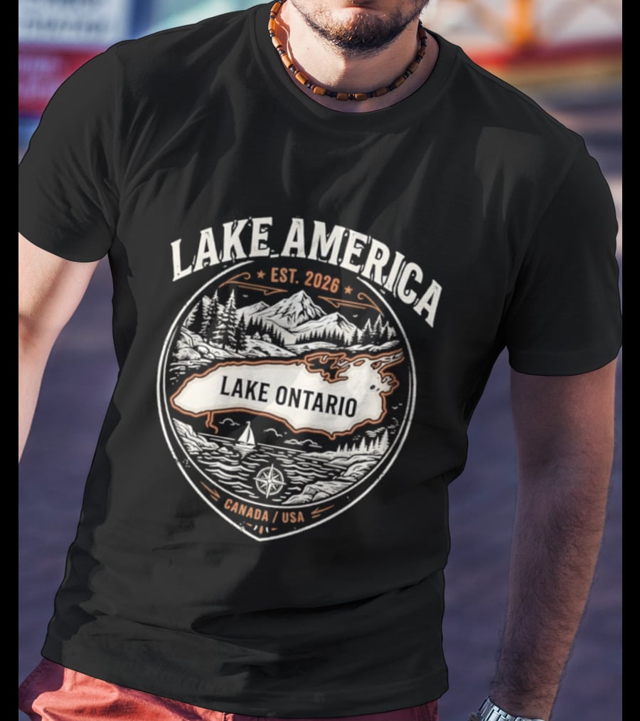 Lake America Est 2026 Lake Ontario Canada USA Scenic T-Shirt