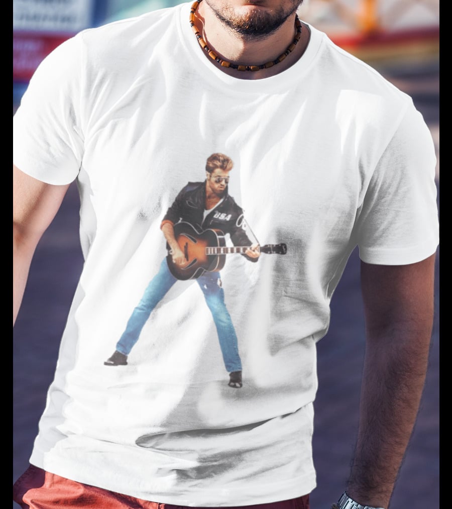 George Michael Faith Tour 1988 USA Guitar Jacket T-Shirt