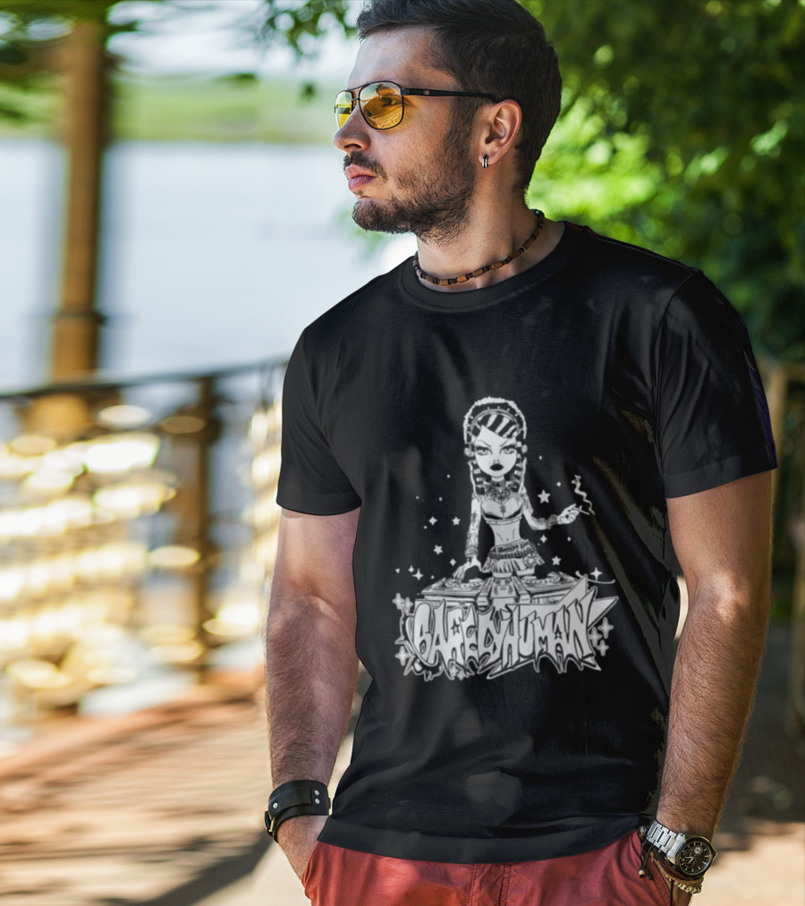 6Arelyhuman Digital Dancer Doll Tattoo Style DJ Aesthetic T-Shirt