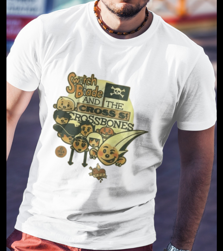 Switchblade And The Crossbones 1964 MFE Cartoon Characters With Skull Flag T-Shirt