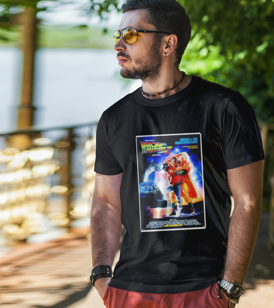 Back To The Future Part II Movie Michael J Fox Christopher Lloyd DeLorean Time Machine November 22 Spielberg T-Shirt