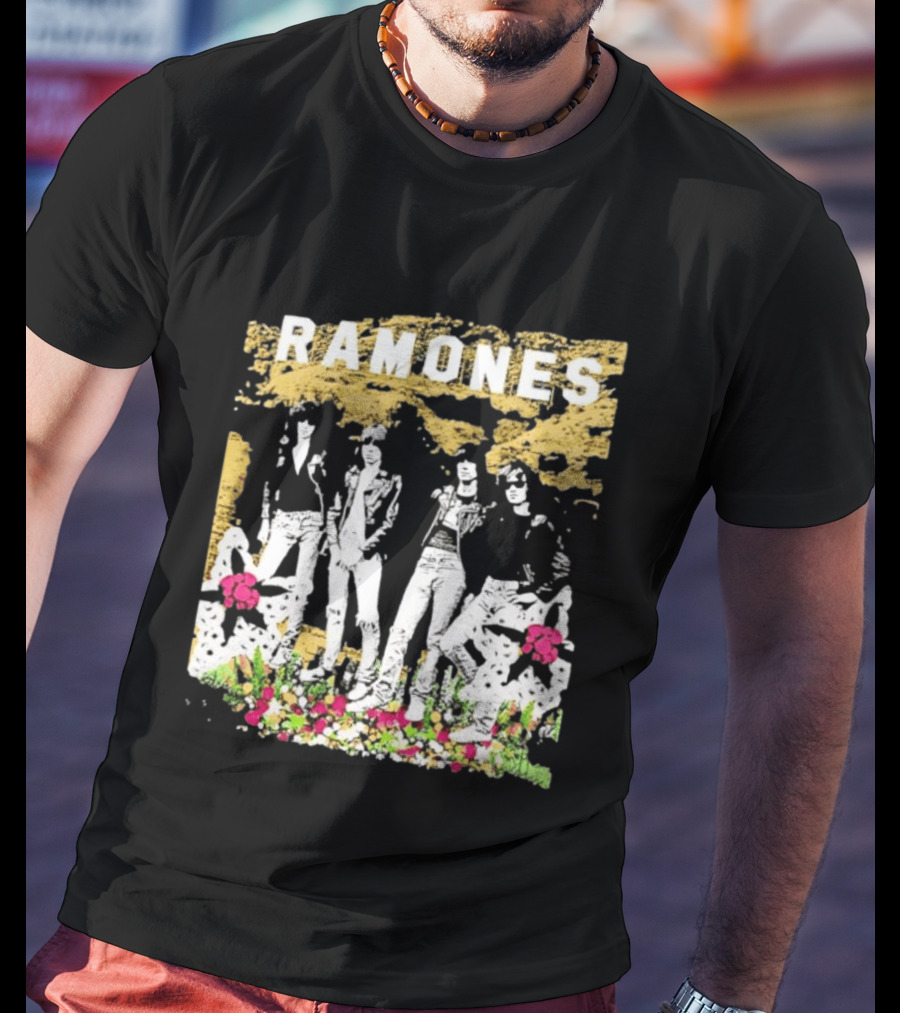 Ramones Floral Punk Rock Music Band T-Shirt