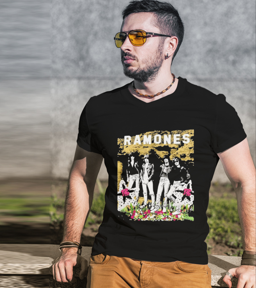 Ramones Floral Punk Rock Music Band T-Shirt