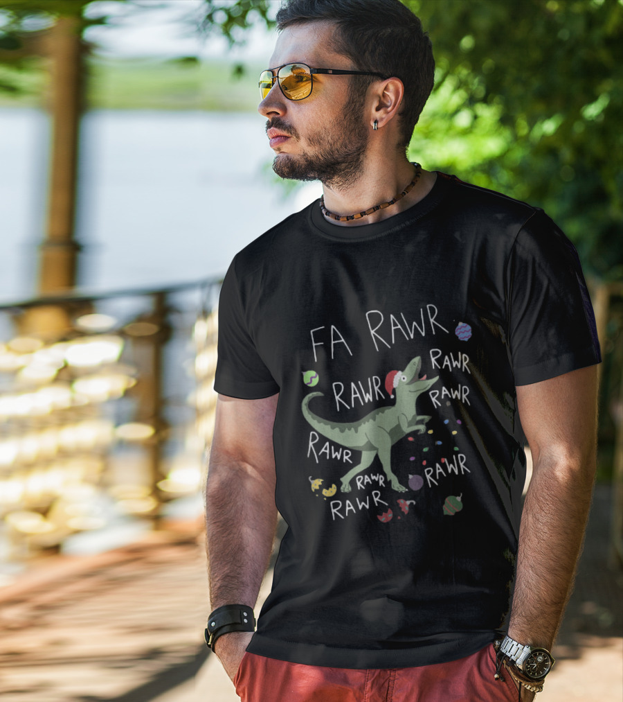 Santa Dinosaur Rex Fa Rawr Rawr Rawr Christmas Holiday T-Shirt
