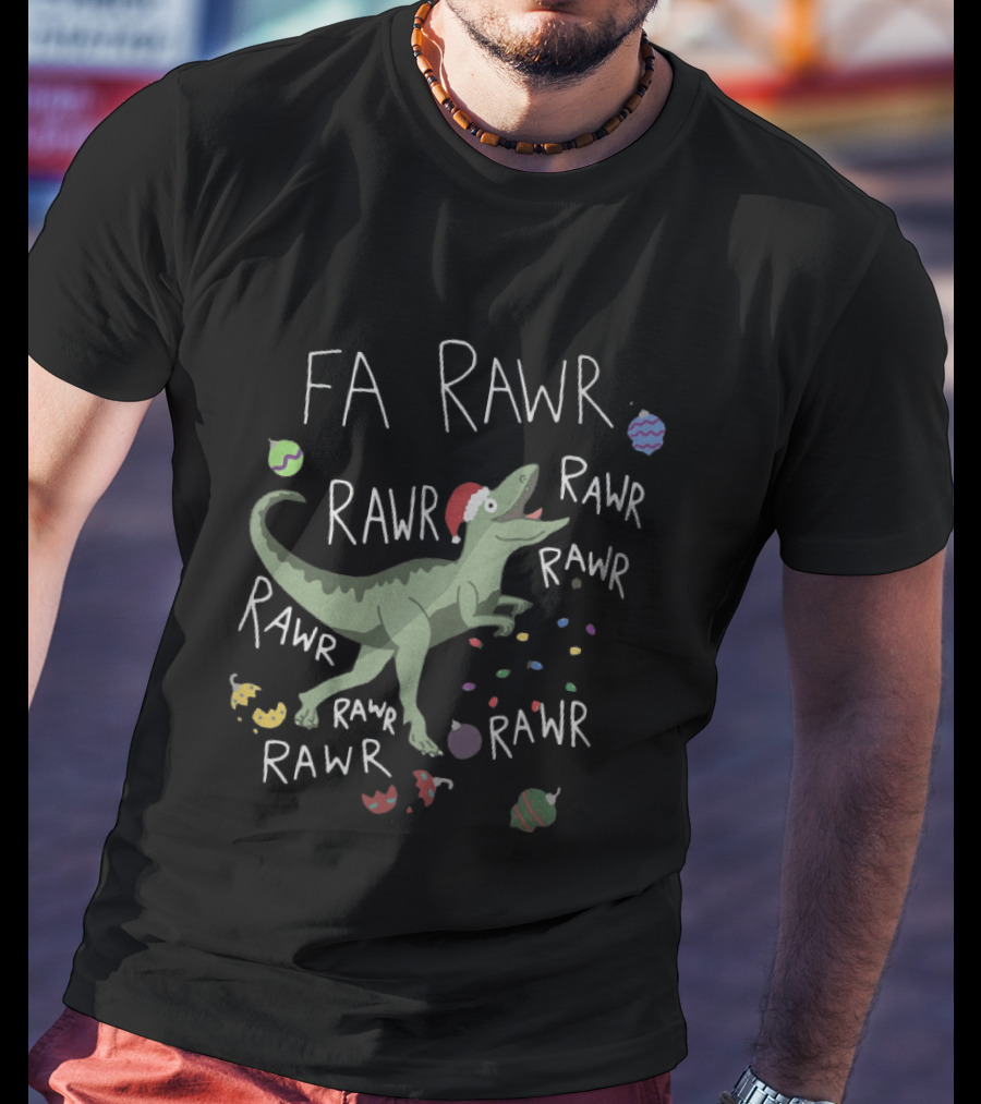 Santa Dinosaur Rex Fa Rawr Rawr Rawr Christmas Holiday T-Shirt