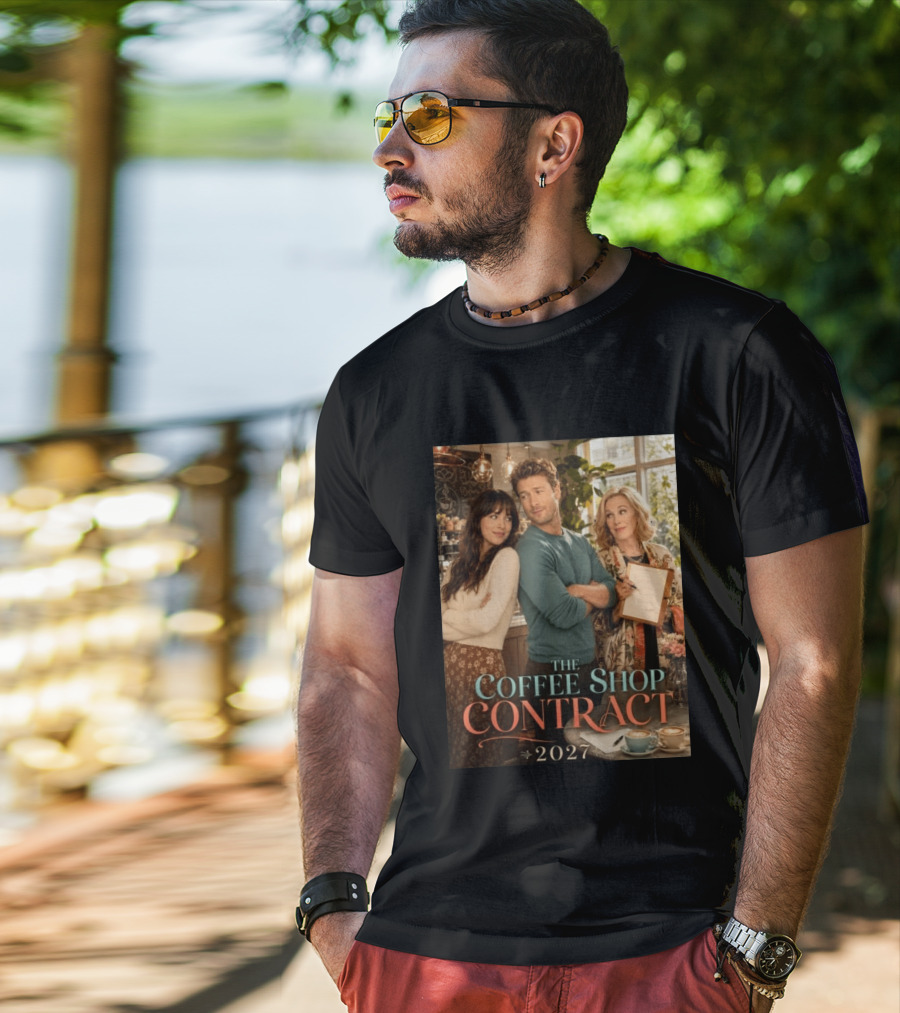 The Coffee Shop Contract 2027 Cozy Romantic Comedy Scene T-Shirt
