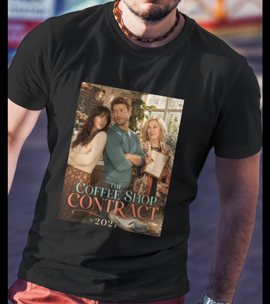 The Coffee Shop Contract 2027 Cozy Romantic Comedy Scene T-Shirt