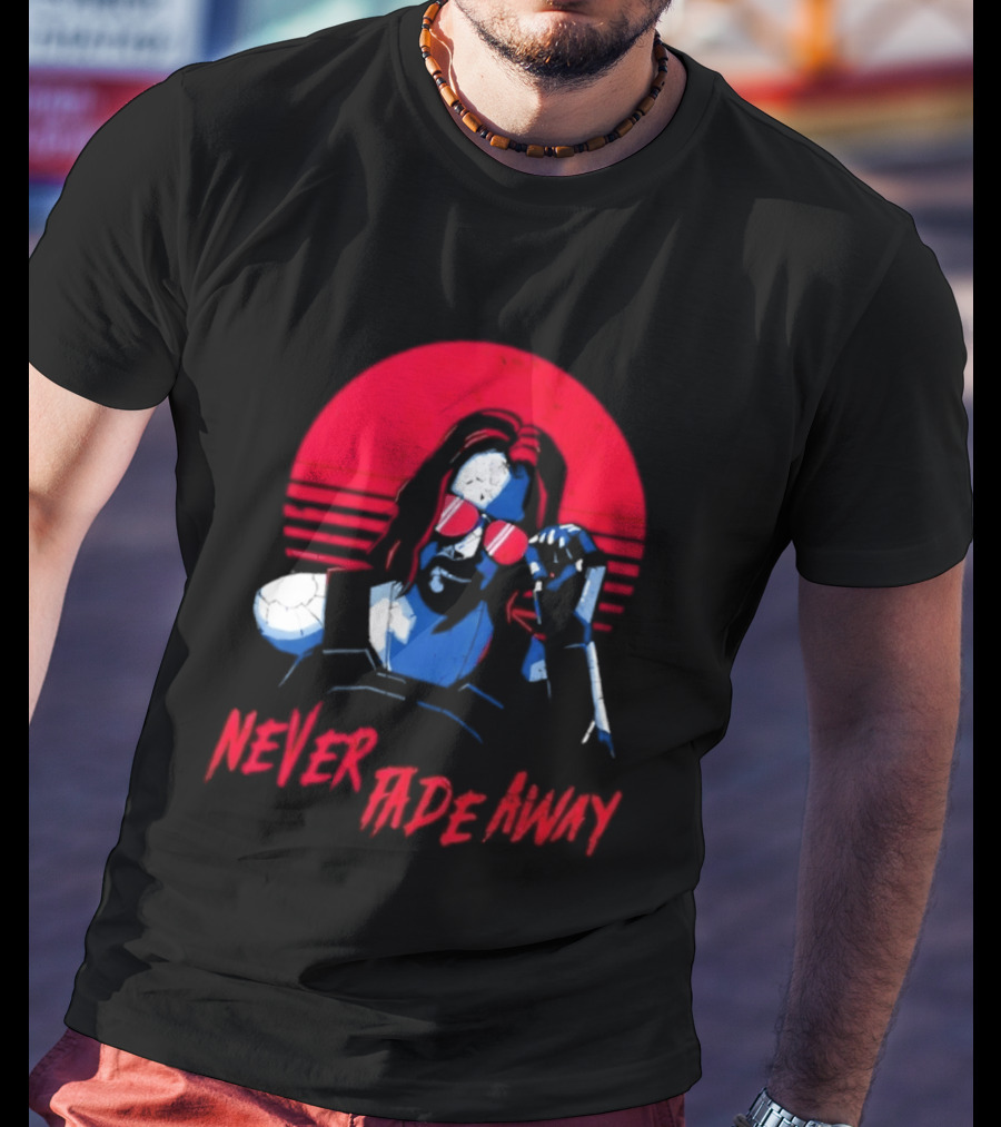 Johnny Silverhand Never Fade Away Retro Red Sun Glasses T-Shirt
