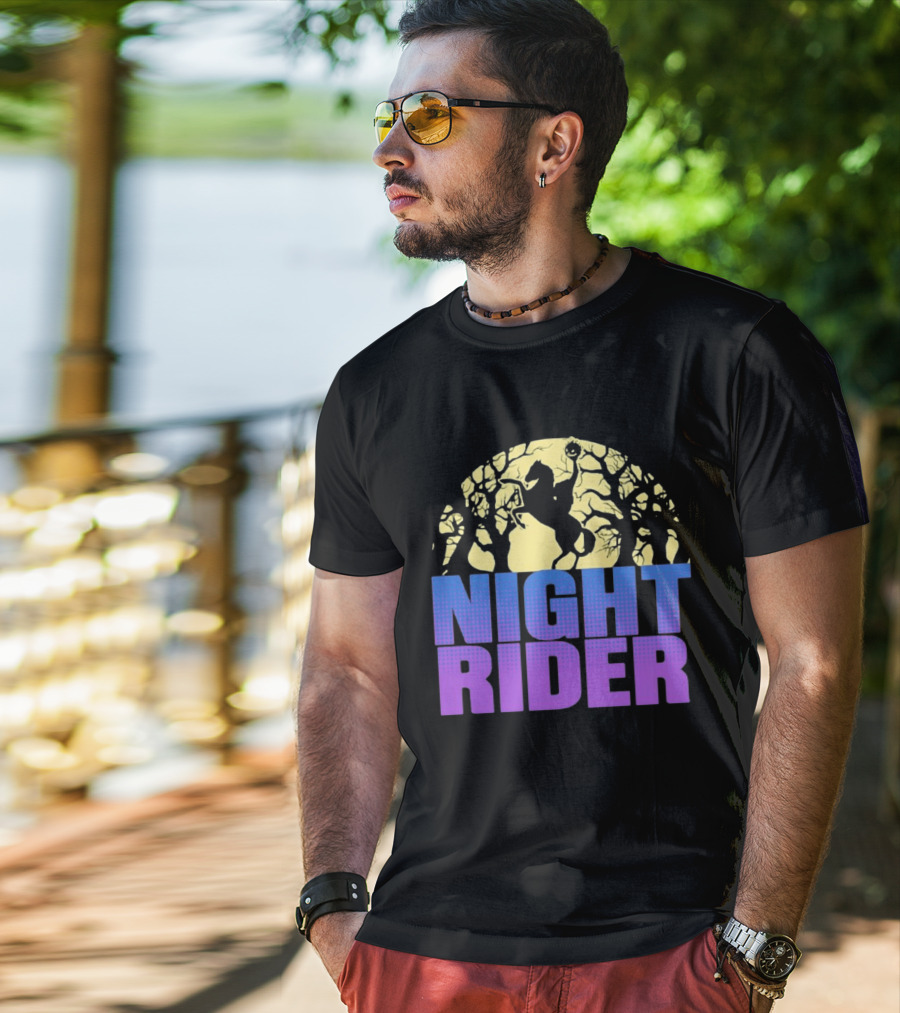 Night Rider Headless Horseman Halloween Moon T-Shirt
