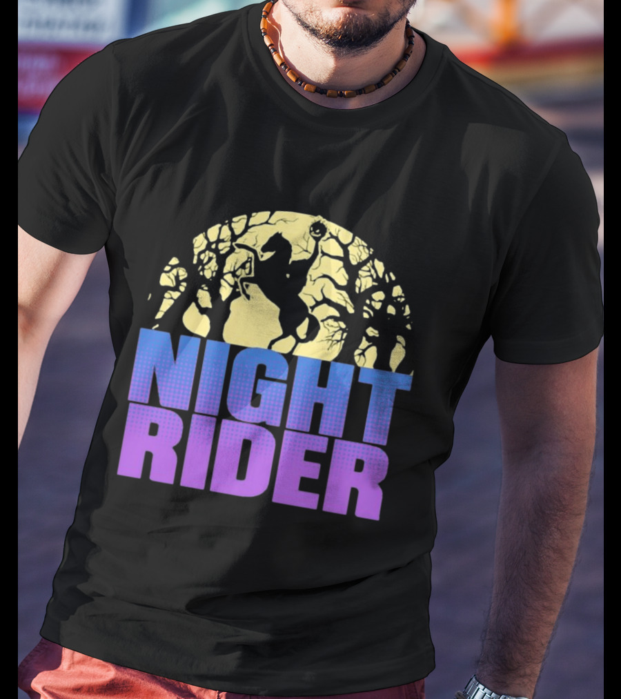 Night Rider Headless Horseman Halloween Moon T-Shirt