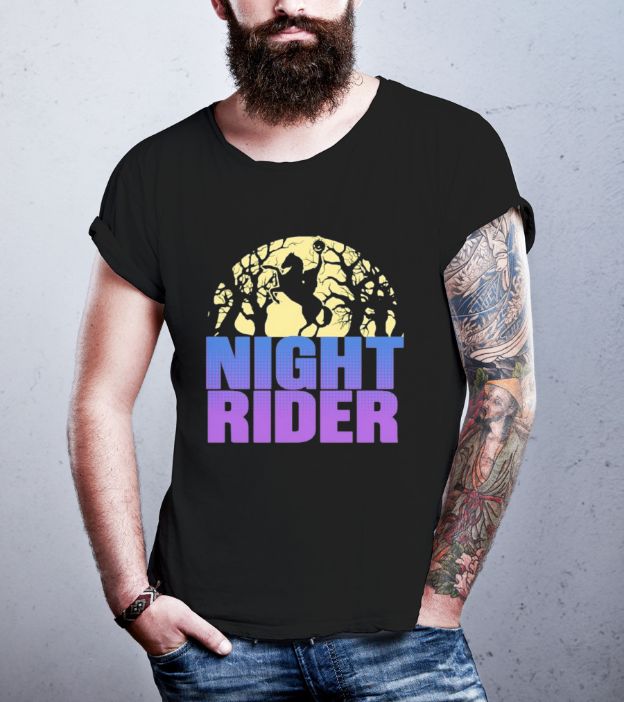 Night Rider Headless Horseman Halloween Moon T-Shirt