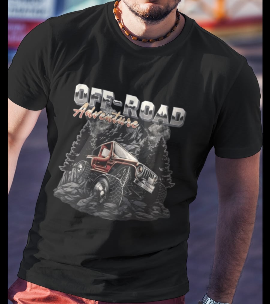 OFF ROAD Adventure Orange 4×4 Vehicle On Rocks Rugged Exploration T-Shirt