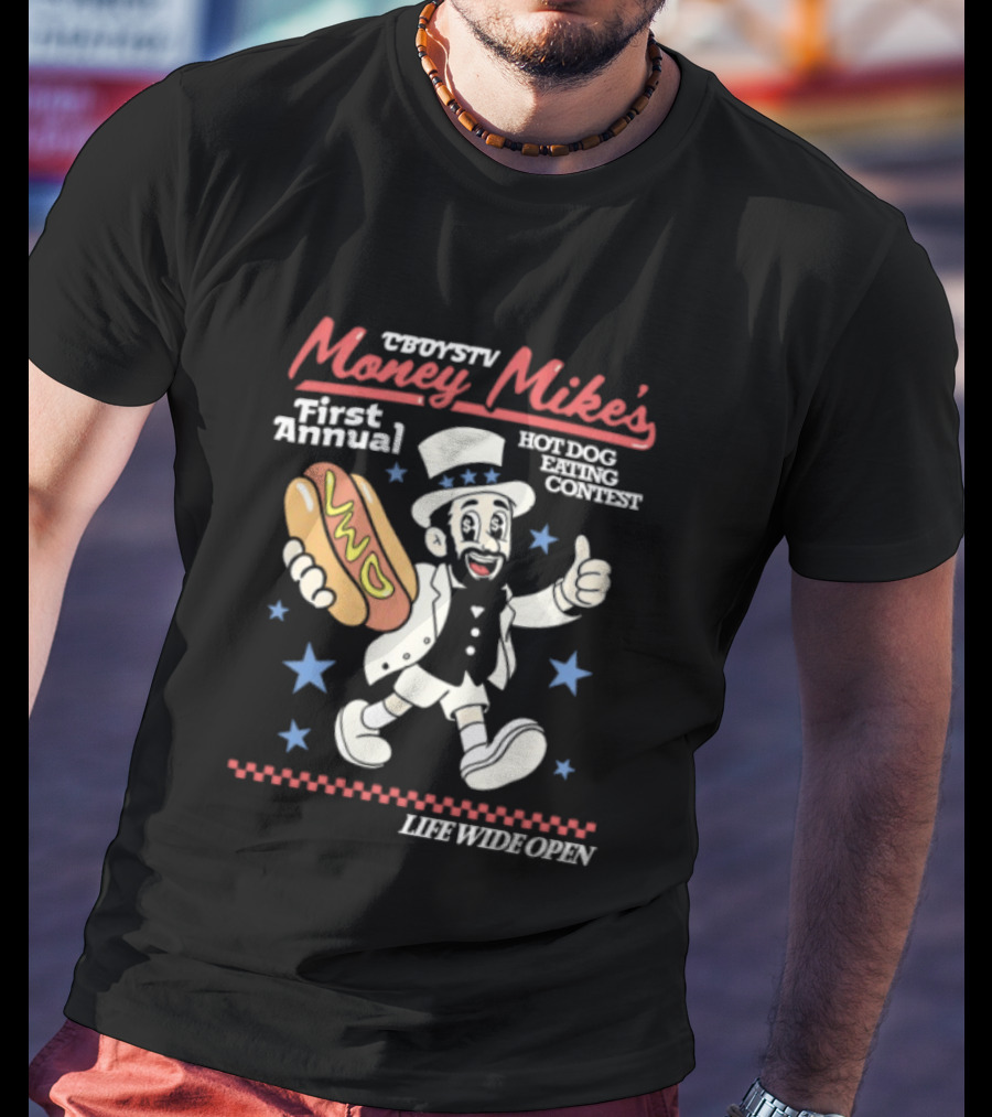 Cboystv Money Mikes First Annual Hotdog Eating Contest Live Wide Open T-Shirt