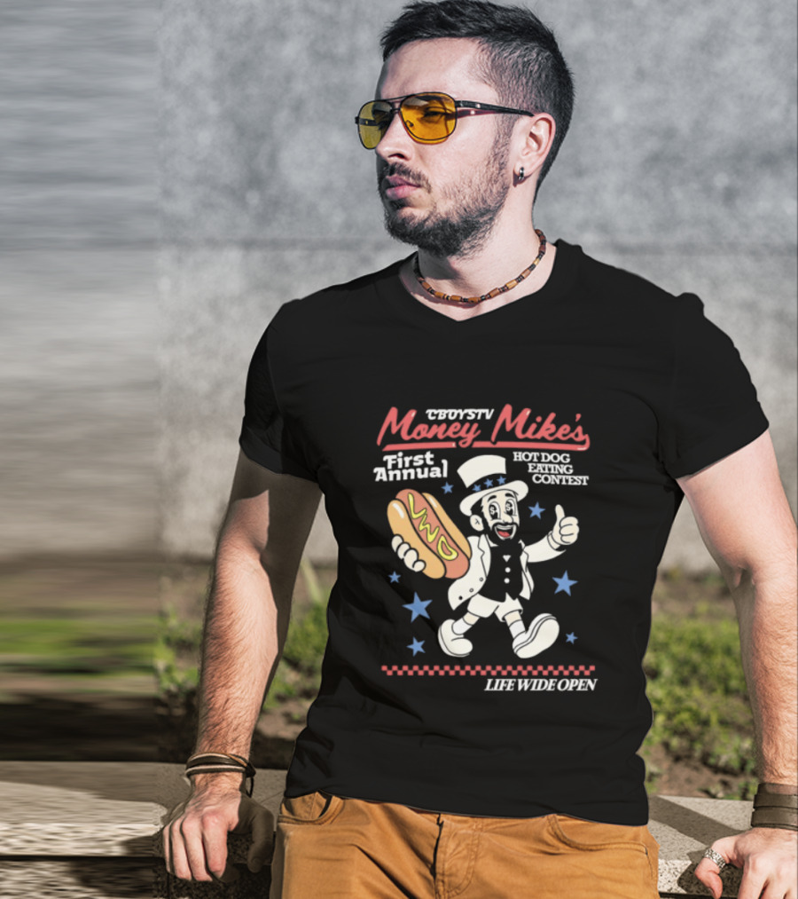 Cboystv Money Mikes First Annual Hotdog Eating Contest Live Wide Open T-Shirt
