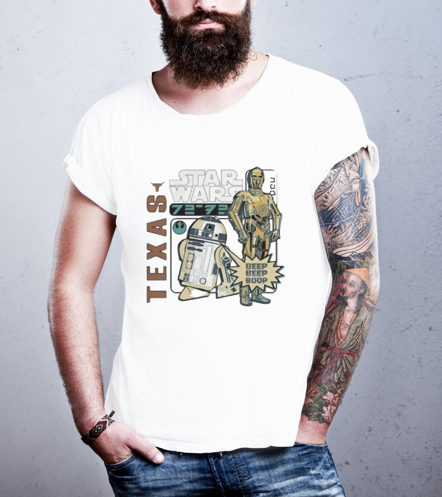 Texas Longhorns Star Wars C3PO R2D2 Beep Beep Boop T-Shirt