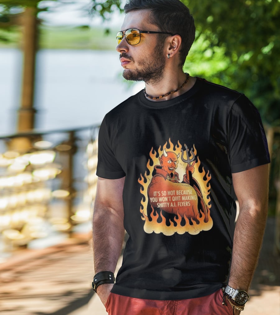 Devil It's So Hot Because You Won't Quit Making Shitty AI Flyers T-Shirt