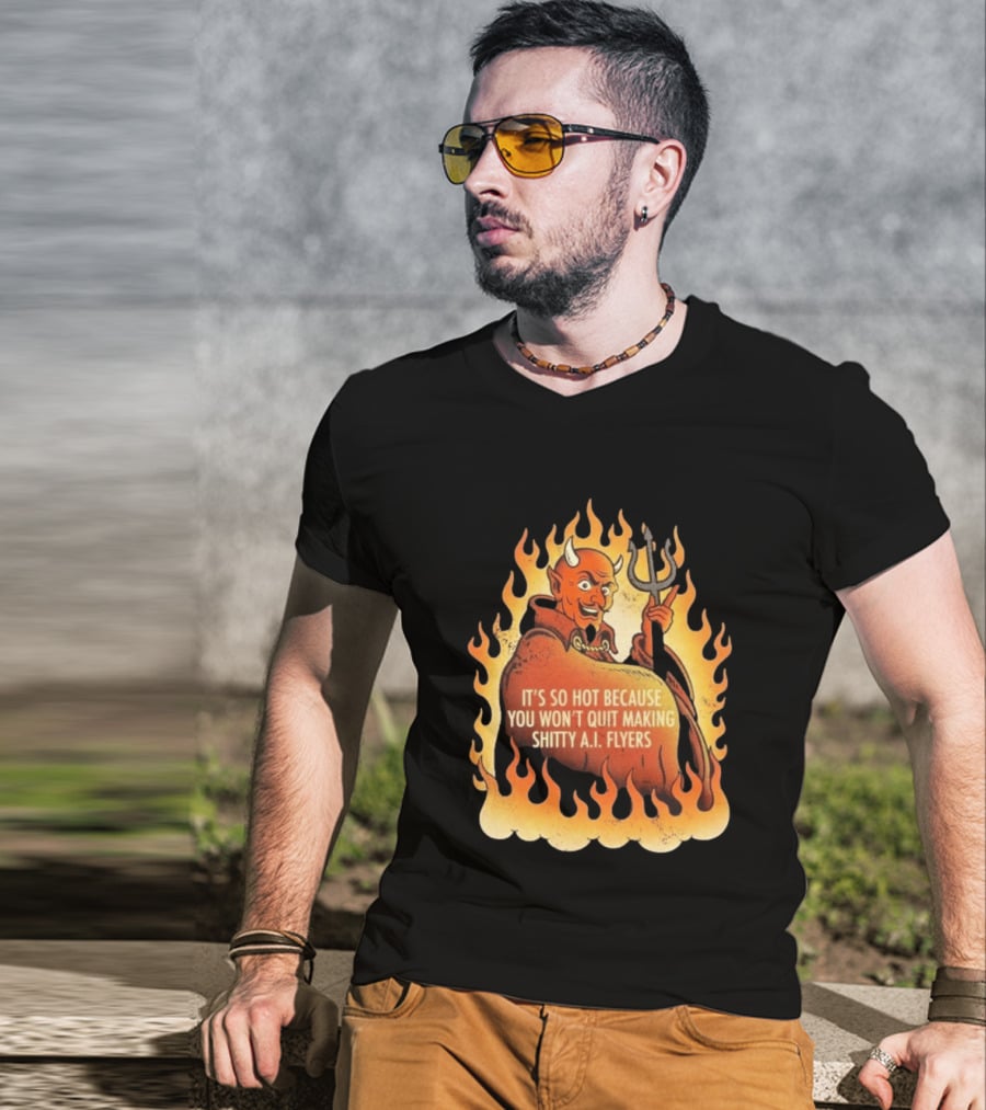 Devil It's So Hot Because You Won't Quit Making Shitty AI Flyers T-Shirt