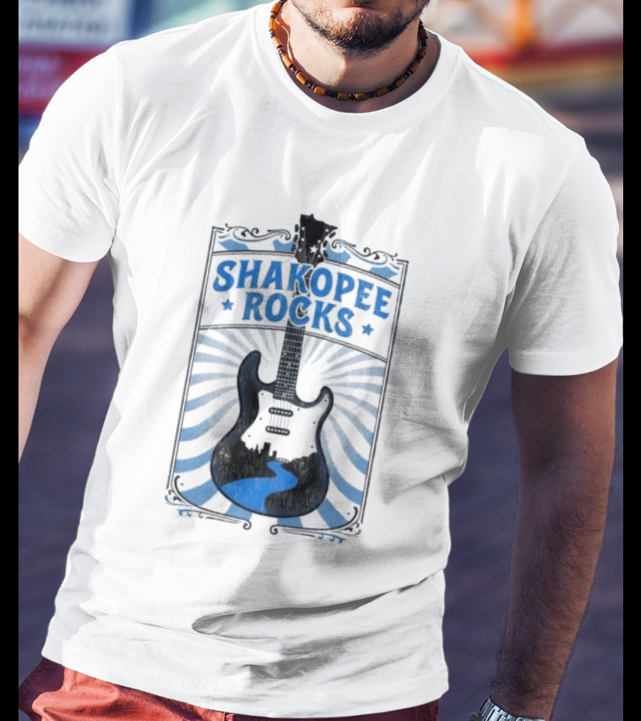 Shakopee Rocks Guitar Minnesota Rock And Roll Stripes T-Shirt