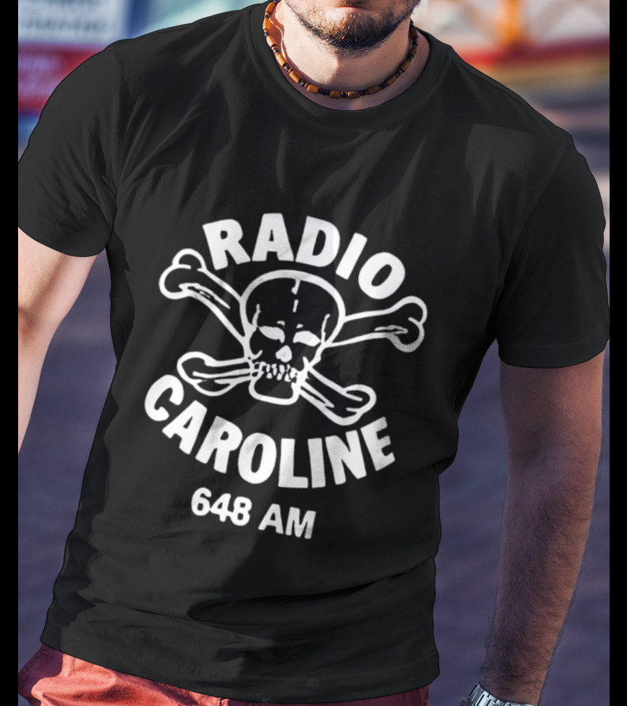 Radio Caroline 648 AM Skull And Crossbones Pirate T-Shirt