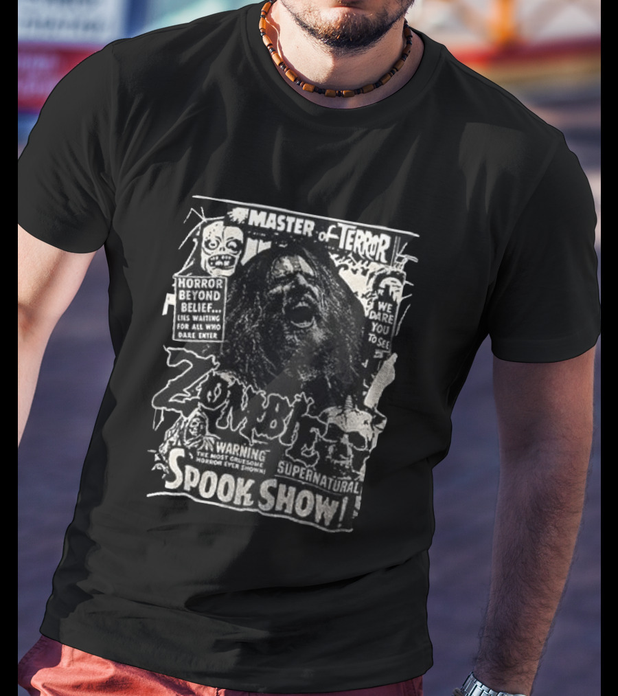 Rob Zombie Master Of Terror Spook Show Horror Beyond Belief Supernatural Warning T-Shirt