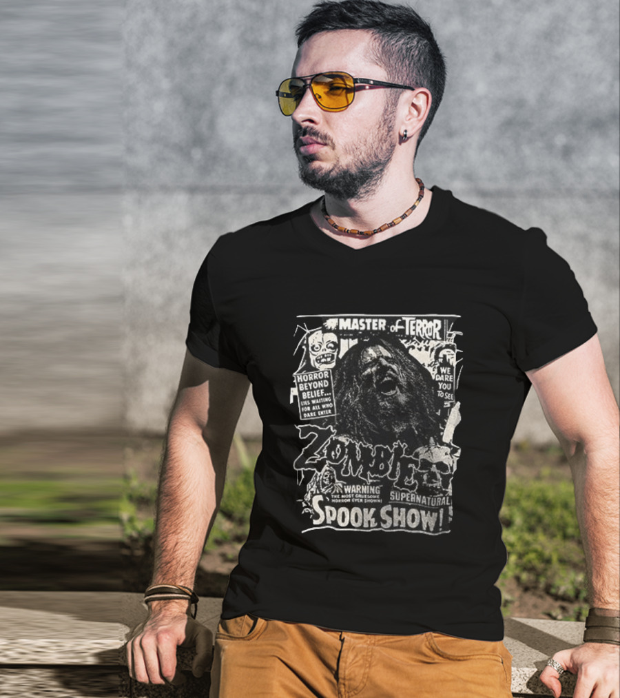 Rob Zombie Master Of Terror Spook Show Horror Beyond Belief Supernatural Warning T-Shirt
