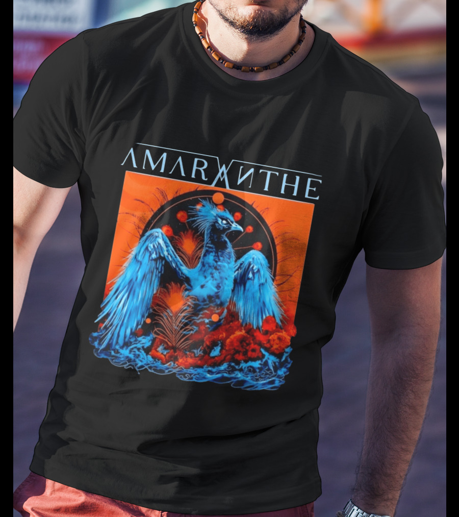 Amaranthe Phoenix Bird Metal Band Blue And Orange T-Shirt