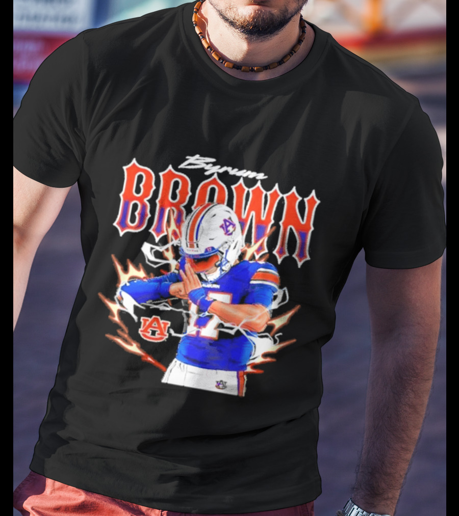 Auburn Tigers Byrum Brown Football Player Comic T-Shirt