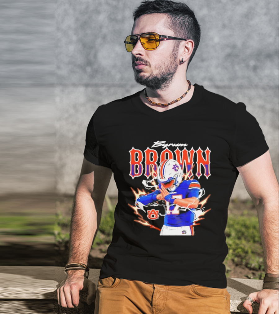 Auburn Tigers Byrum Brown Football Player Comic T-Shirt