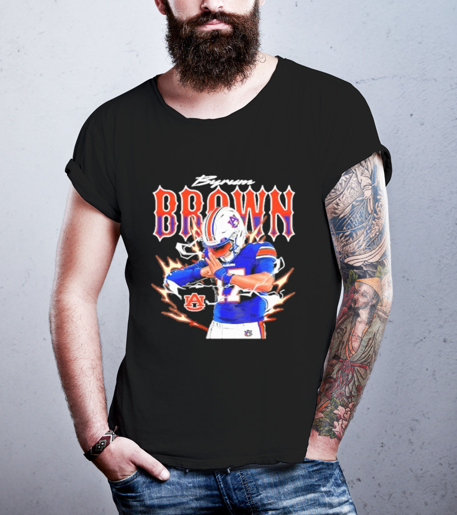 Auburn Tigers Byrum Brown Football Player Comic T-Shirt