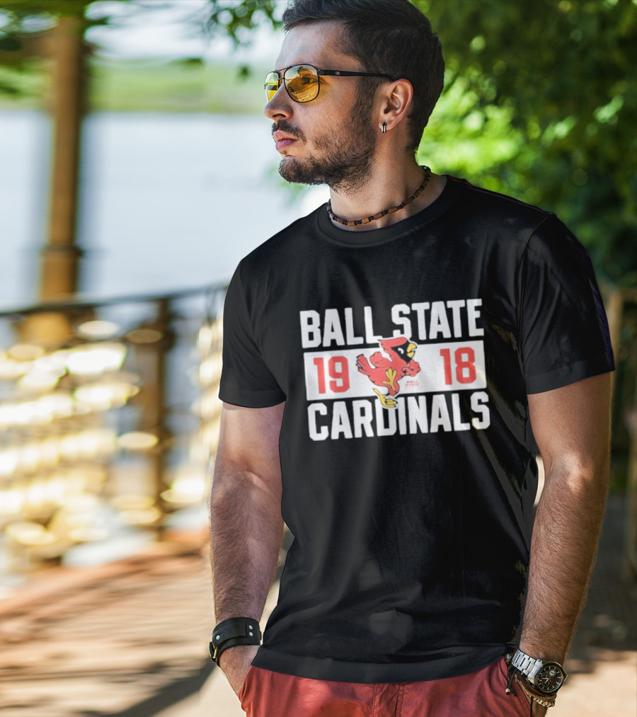 Ball State Cardinals 1918 Vintage Logo Red Cardinal Football Team T-Shirt