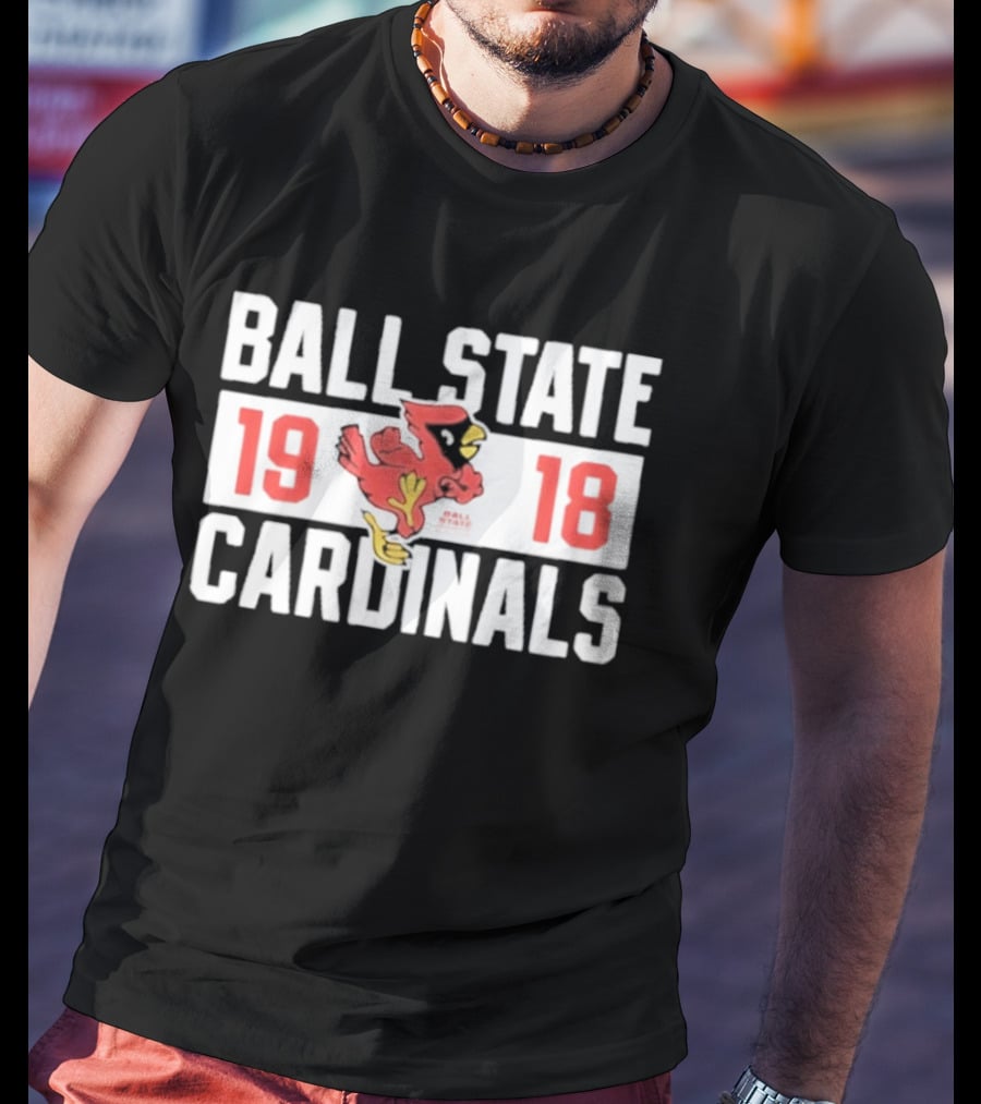 Ball State Cardinals 1918 Vintage Logo Red Cardinal Football Team T-Shirt
