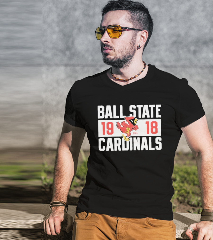 Ball State Cardinals 1918 Vintage Logo Red Cardinal Football Team T-Shirt