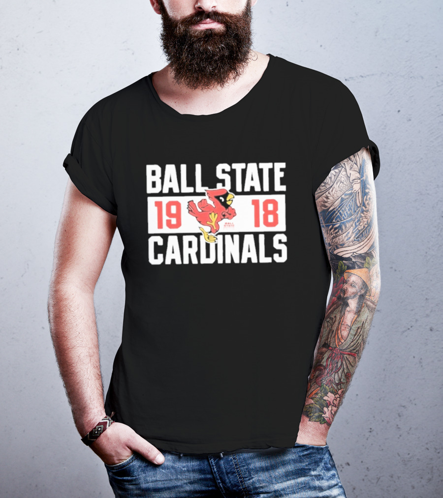 Ball State Cardinals 1918 Vintage Logo Red Cardinal Football Team T-Shirt