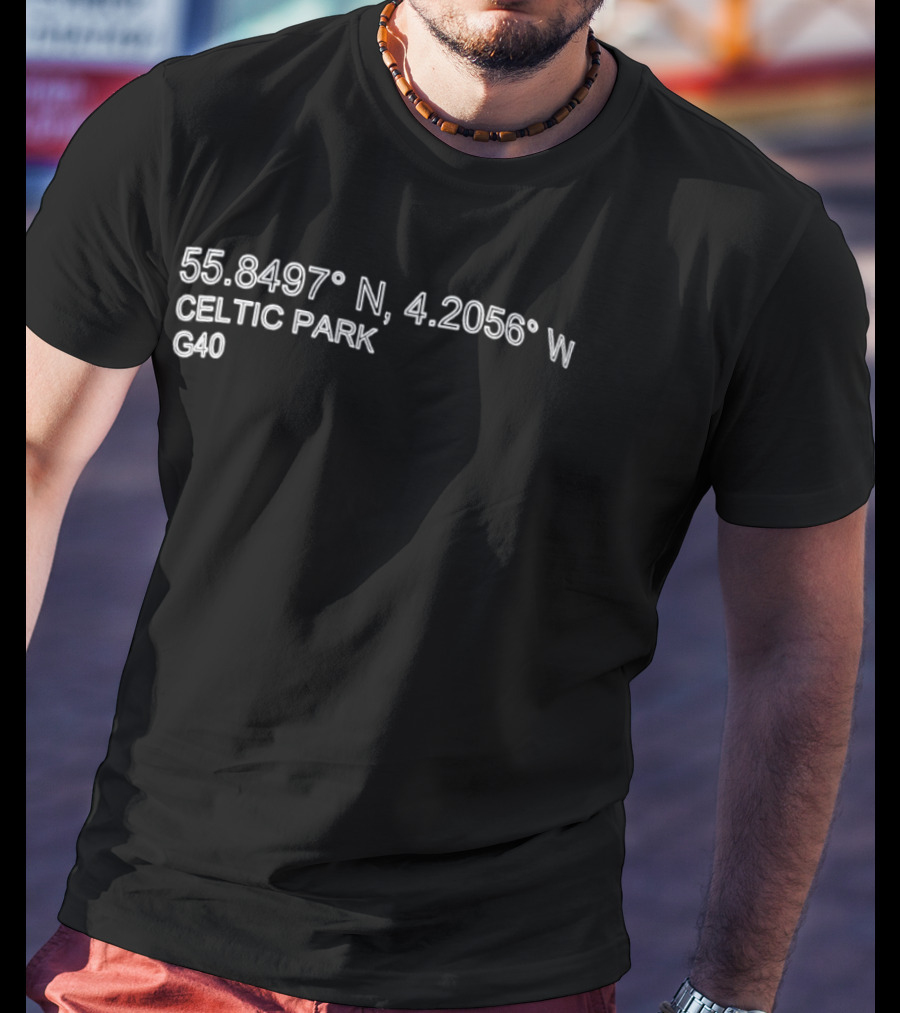Celtic Park Coordinates 55.8497° N 4.2056° W G40 Glasgow Football Stadium T-Shirt