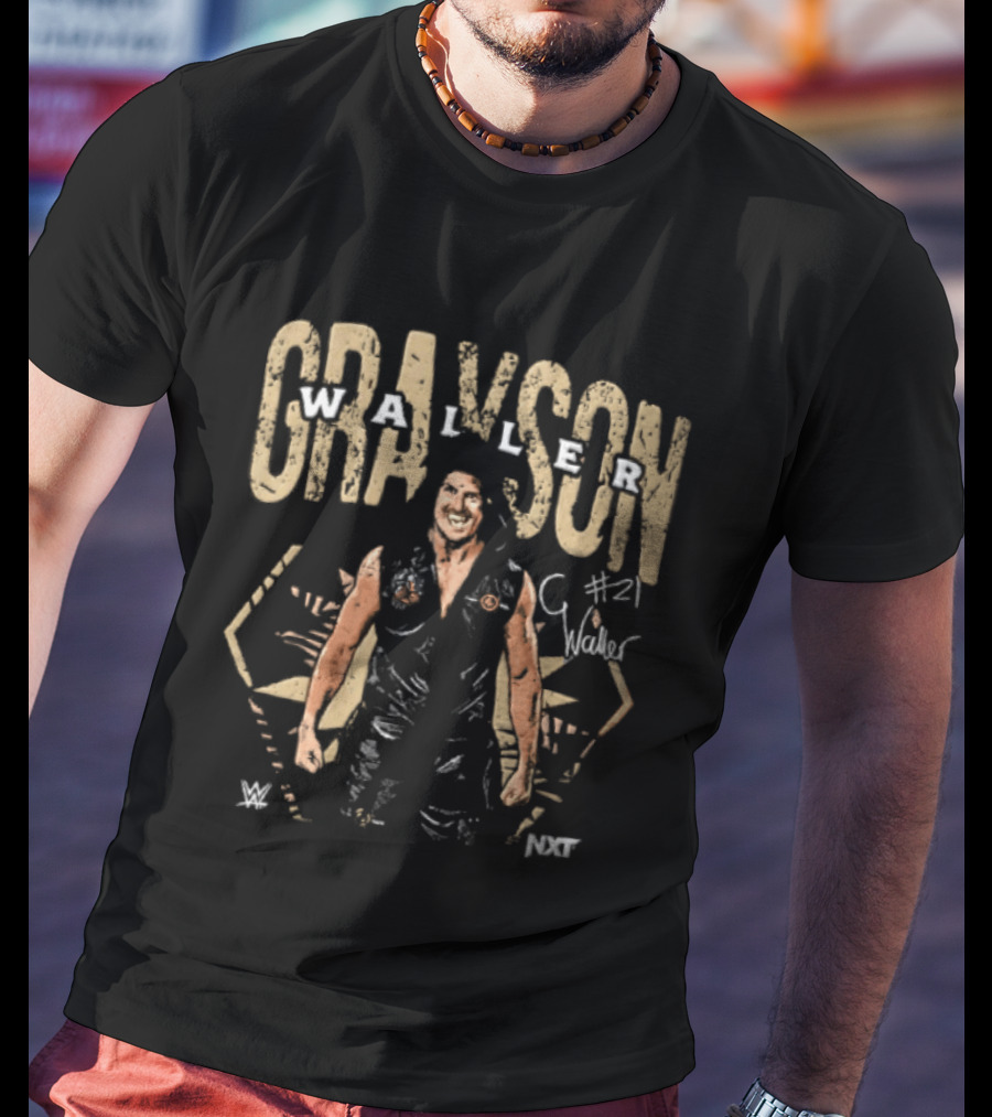 Grayson Waller WWE NXT #21 Wrestler In Black Hooded Vest With Signature Pose T-Shirt