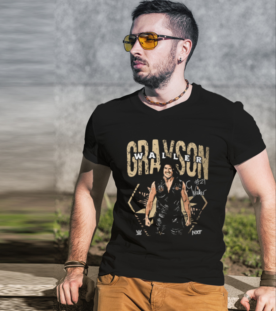Grayson Waller WWE NXT #21 Wrestler In Black Hooded Vest With Signature Pose T-Shirt