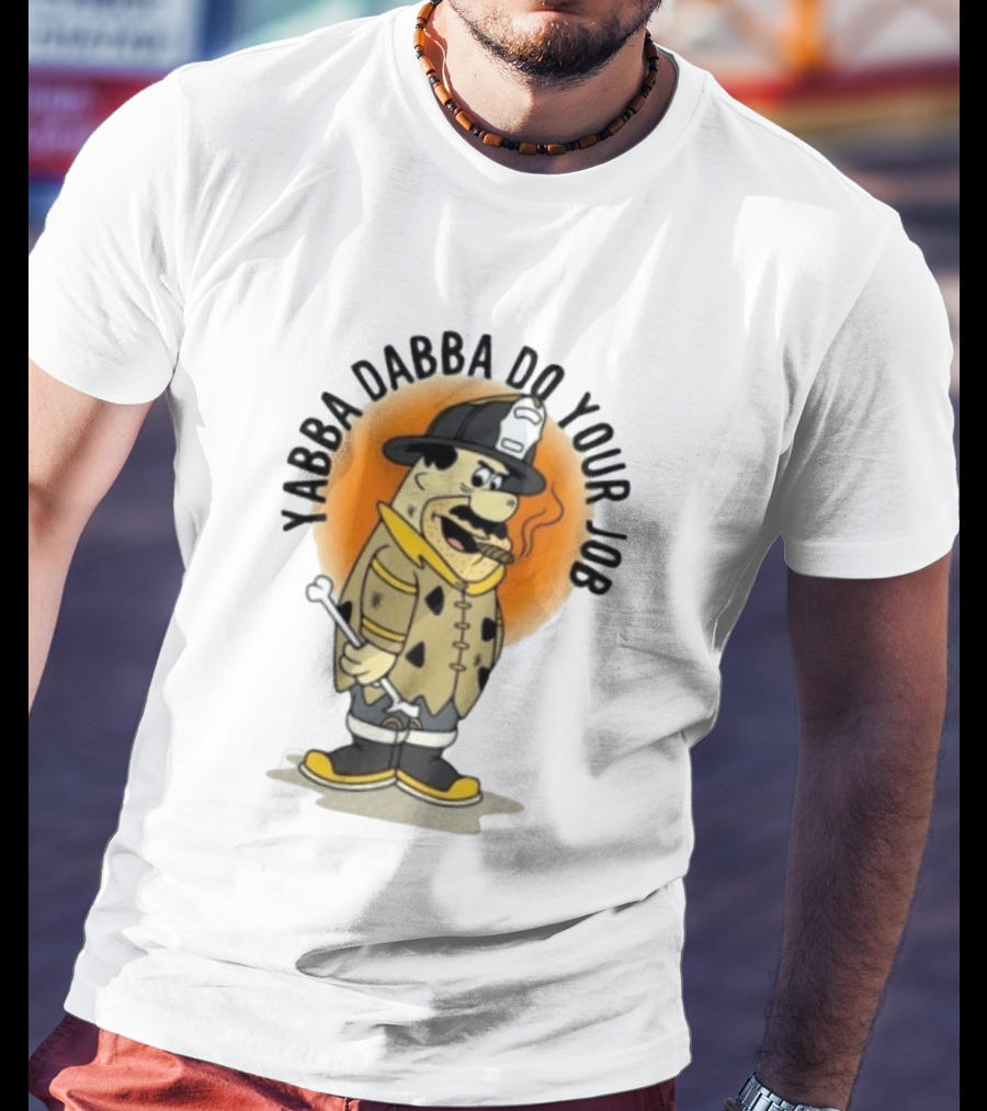 Flintstones Firefighter Yabba Dabba Do Your Job Smoking Cartoon T-Shirt